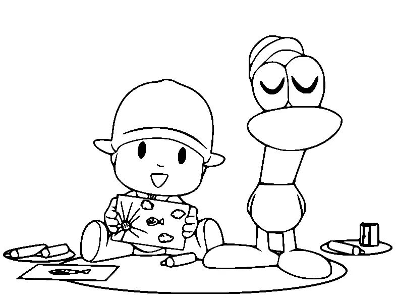 Çocuklar İçin Pocoyo Boyama Sayfaları 