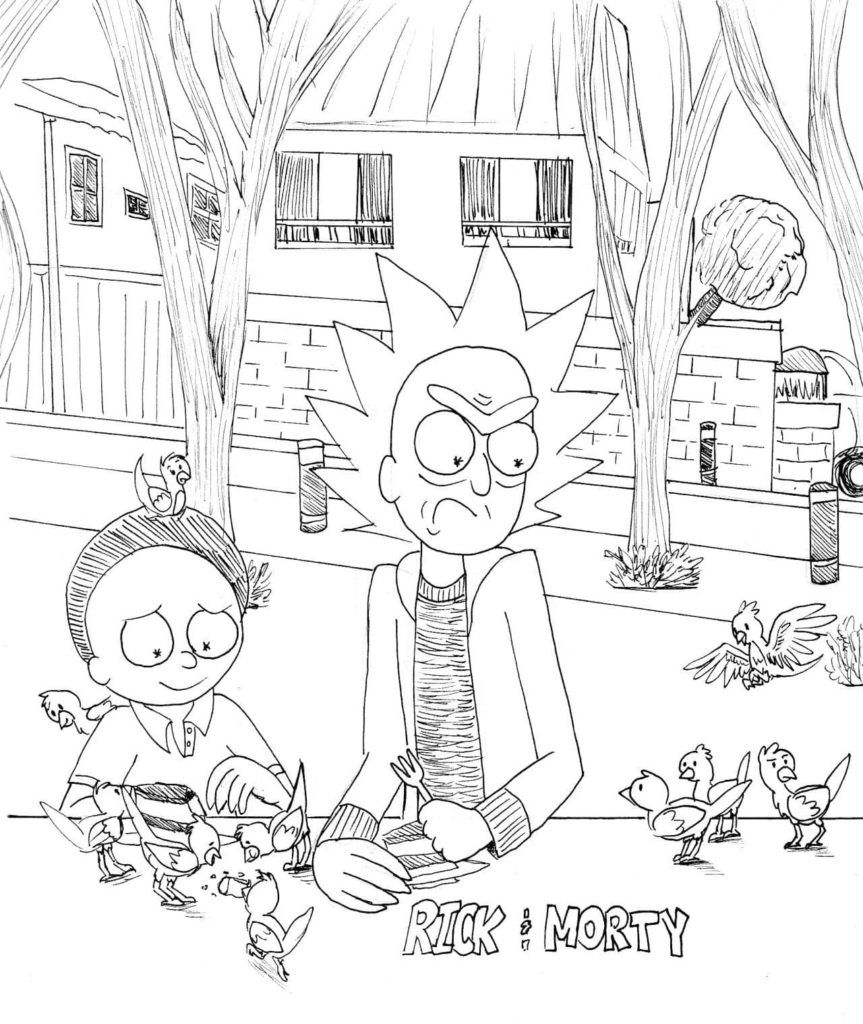 Çocuklar İçin Rick ve Morty Boyama Sayfaları 