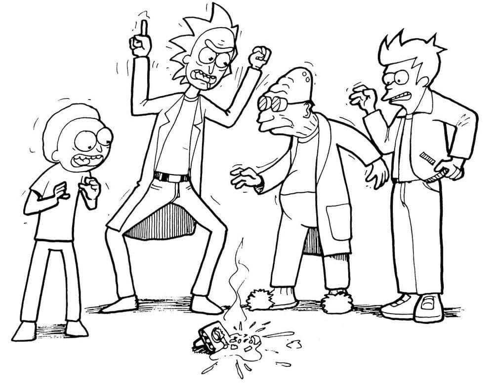 Çocuklar İçin Rick ve Morty Boyama Sayfaları 