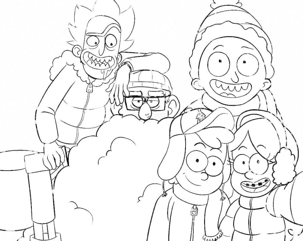 Çocuklar İçin Rick ve Morty Boyama Sayfaları 