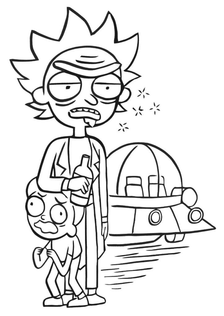Çocuklar İçin Rick ve Morty Boyama Sayfaları 
