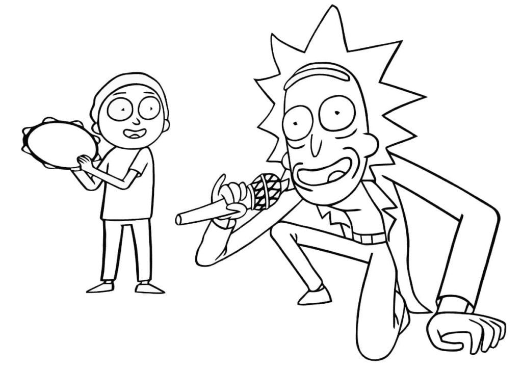 Çocuklar İçin Rick ve Morty Boyama Sayfaları 