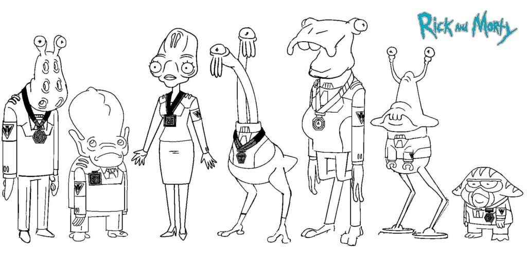 Çocuklar İçin Rick ve Morty Boyama Sayfaları 