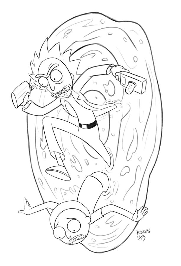 Çocuklar İçin Rick ve Morty Boyama Sayfaları 