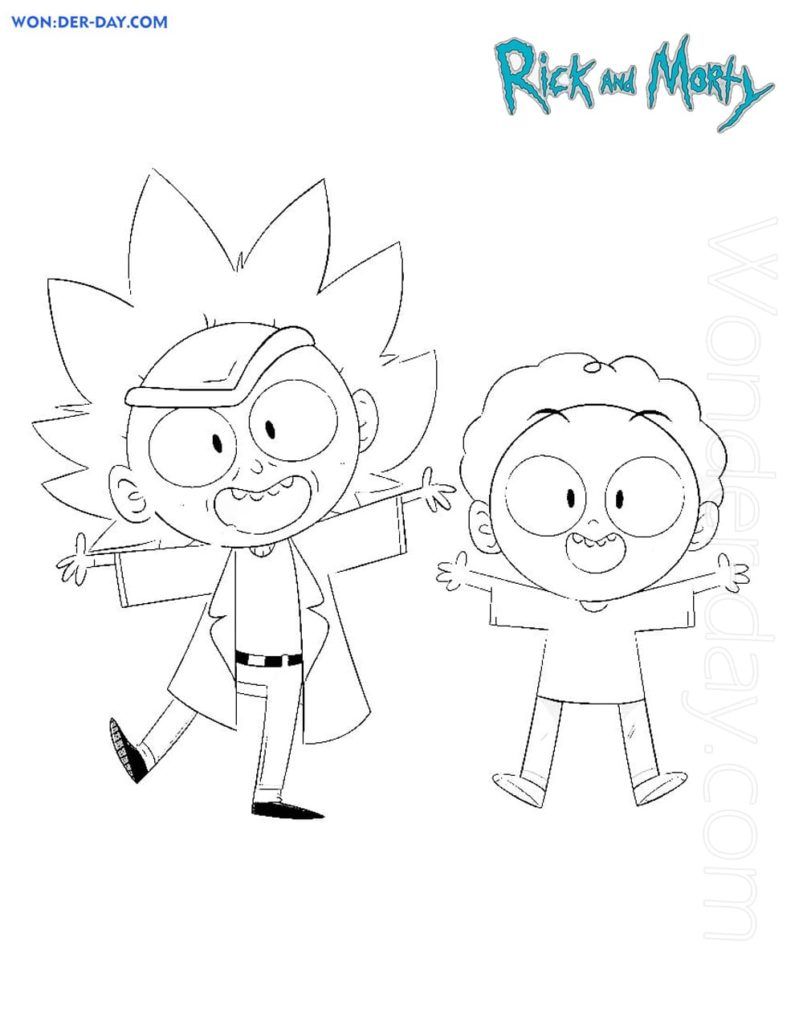 Çocuklar İçin Rick ve Morty Boyama Sayfaları 