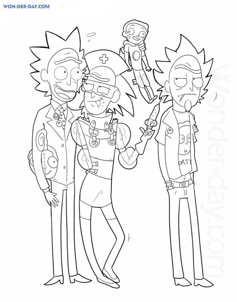 Çocuklar İçin Rick ve Morty Boyama Sayfaları 
