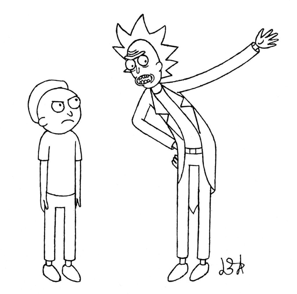 Çocuklar İçin Rick ve Morty Boyama Sayfaları 
