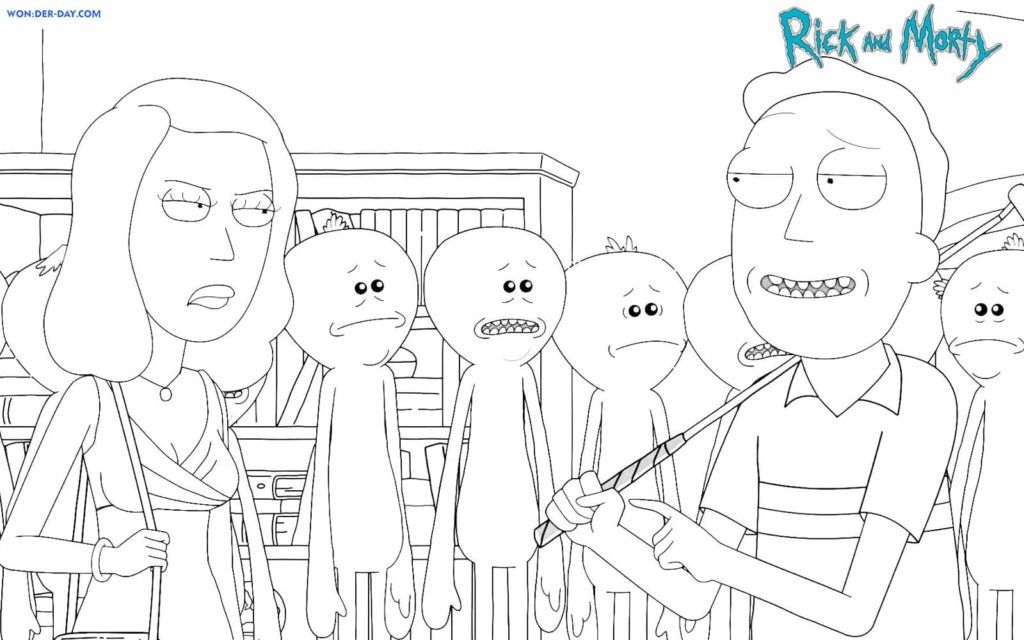 Çocuklar İçin Rick ve Morty Boyama Sayfaları 
