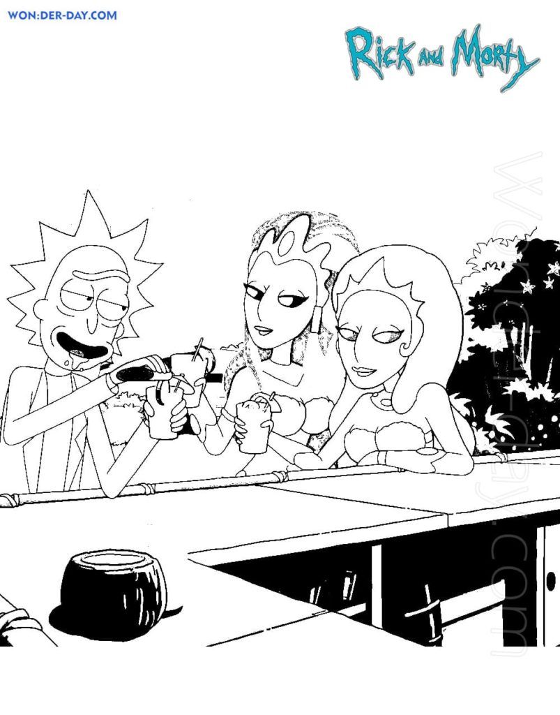 Çocuklar İçin Rick ve Morty Boyama Sayfaları 