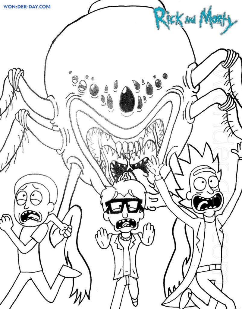 Çocuklar İçin Rick ve Morty Boyama Sayfaları 