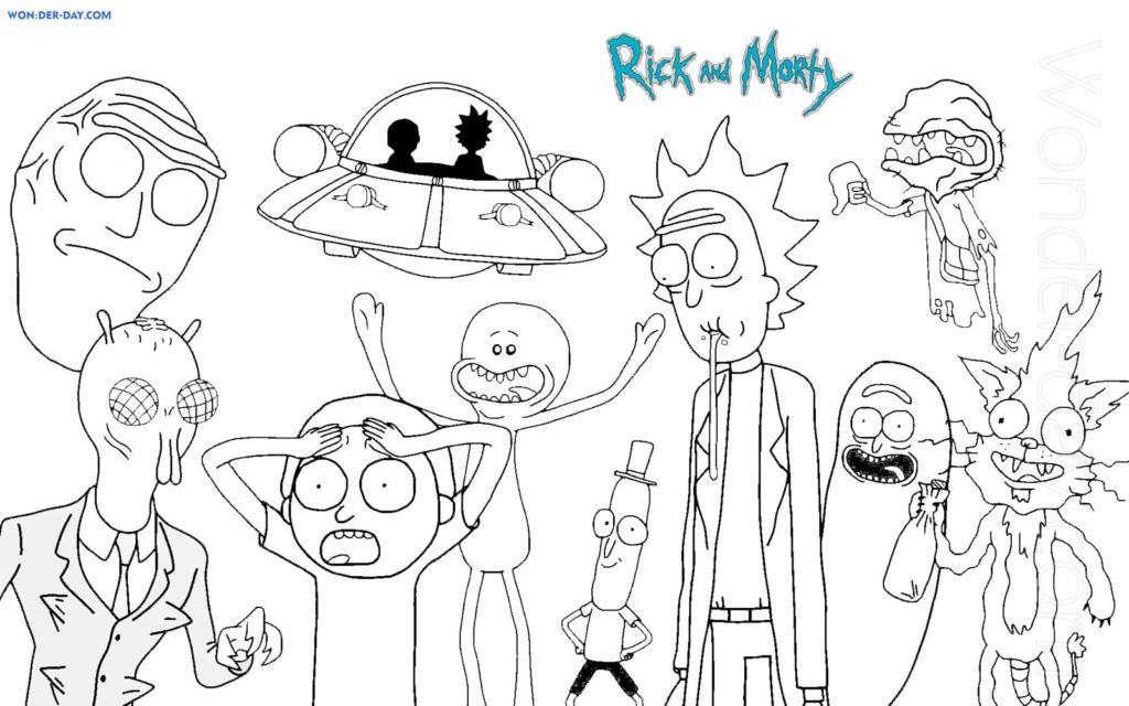 Çocuklar İçin Rick ve Morty Boyama Sayfaları 