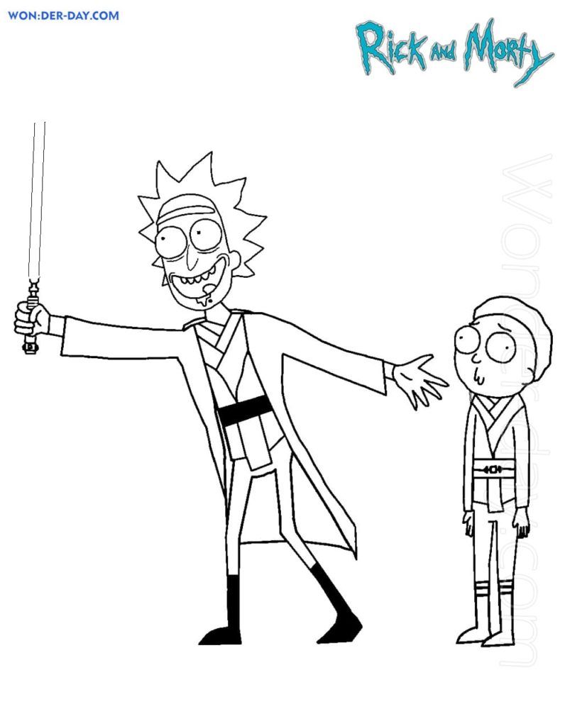 Çocuklar İçin Rick ve Morty Boyama Sayfaları 