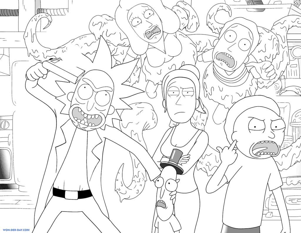 Çocuklar İçin Rick ve Morty Boyama Sayfaları 