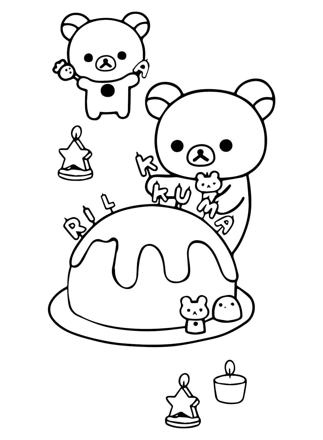 Çocuklar İçin Rilakkuma Boyama Sayfaları 