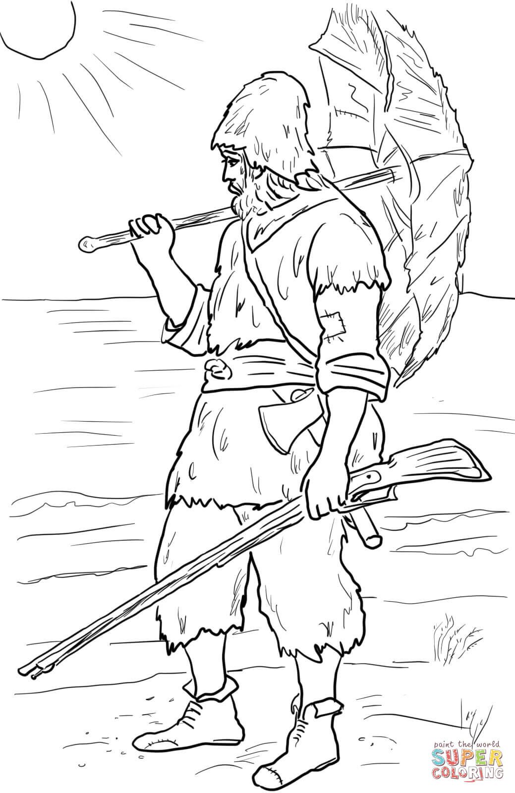 Çocuklar İçin Robinson Crusoe Boyama Sayfaları 