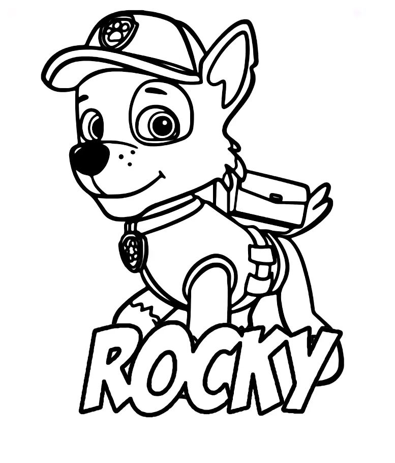 Çocuklar İçin Rocky Paw Patrol Boyama Sayfaları 