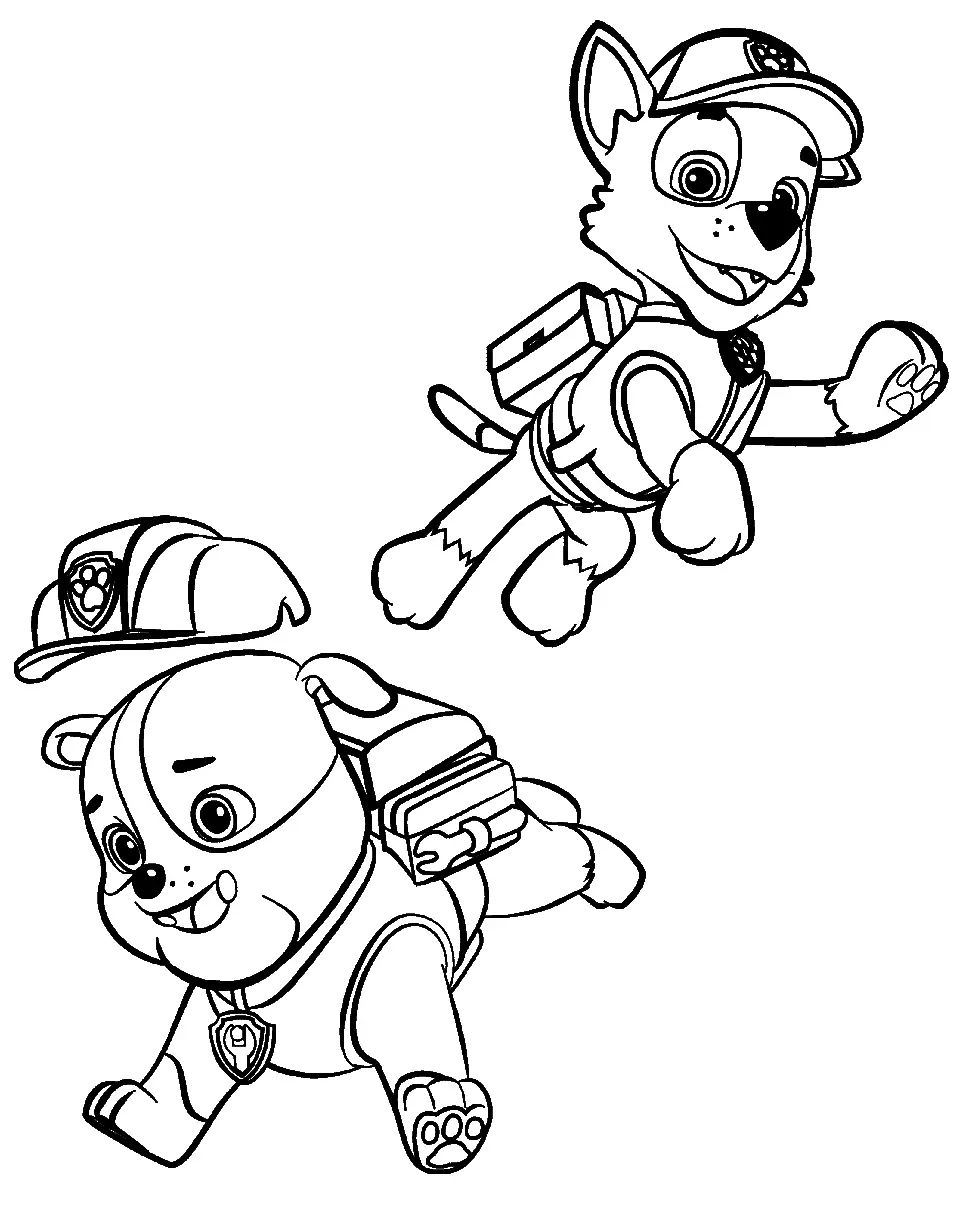 Çocuklar İçin Rocky Paw Patrol Boyama Sayfaları 