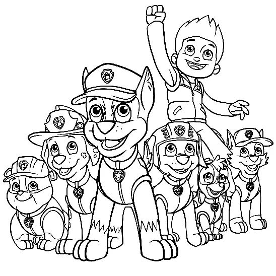 Çocuklar İçin Rocky Paw Patrol Boyama Sayfaları 
