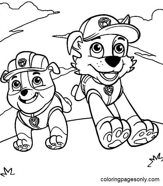 Çocuklar İçin Rocky Paw Patrol Boyama Sayfaları 