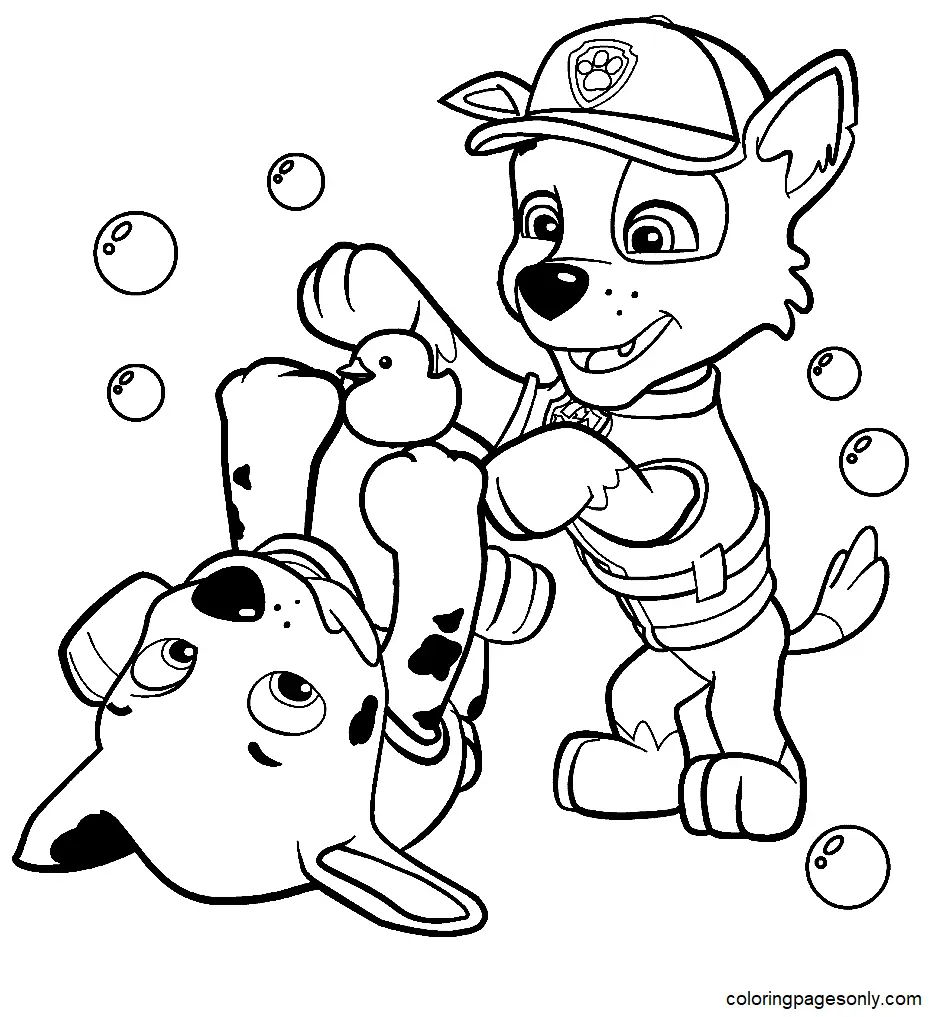Çocuklar İçin Rocky Paw Patrol Boyama Sayfaları 