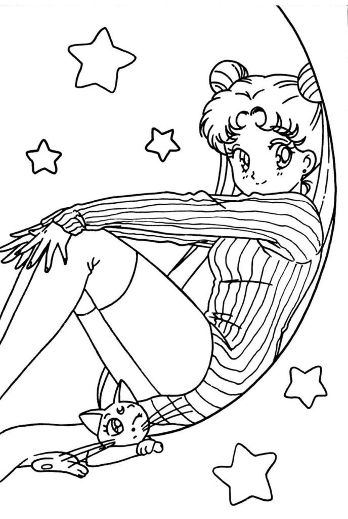 Çocuklar İçin Sailor Moon Boyama Sayfaları 
