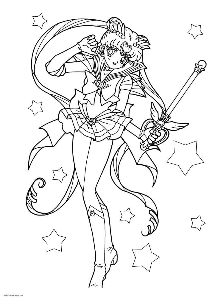 Çocuklar İçin Sailor Moon Boyama Sayfaları 