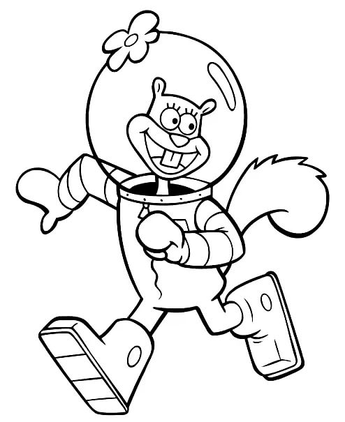 Çocuklar İçin Sandy Cheeks Boyama Sayfaları 
