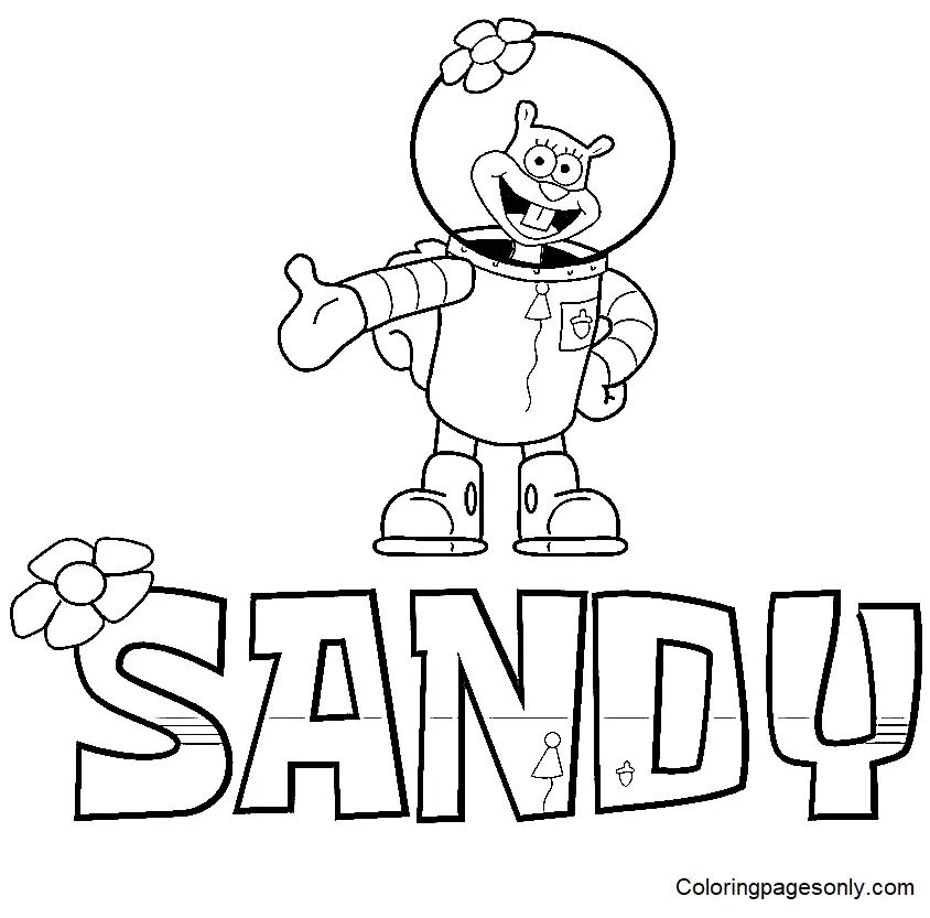 Çocuklar İçin Sandy Cheeks Boyama Sayfaları 