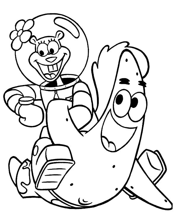 Çocuklar İçin Sandy Cheeks Boyama Sayfaları 