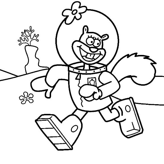 Çocuklar İçin Sandy Cheeks Boyama Sayfaları 
