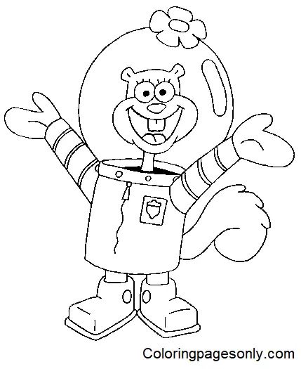 Çocuklar İçin Sandy Cheeks Boyama Sayfaları 