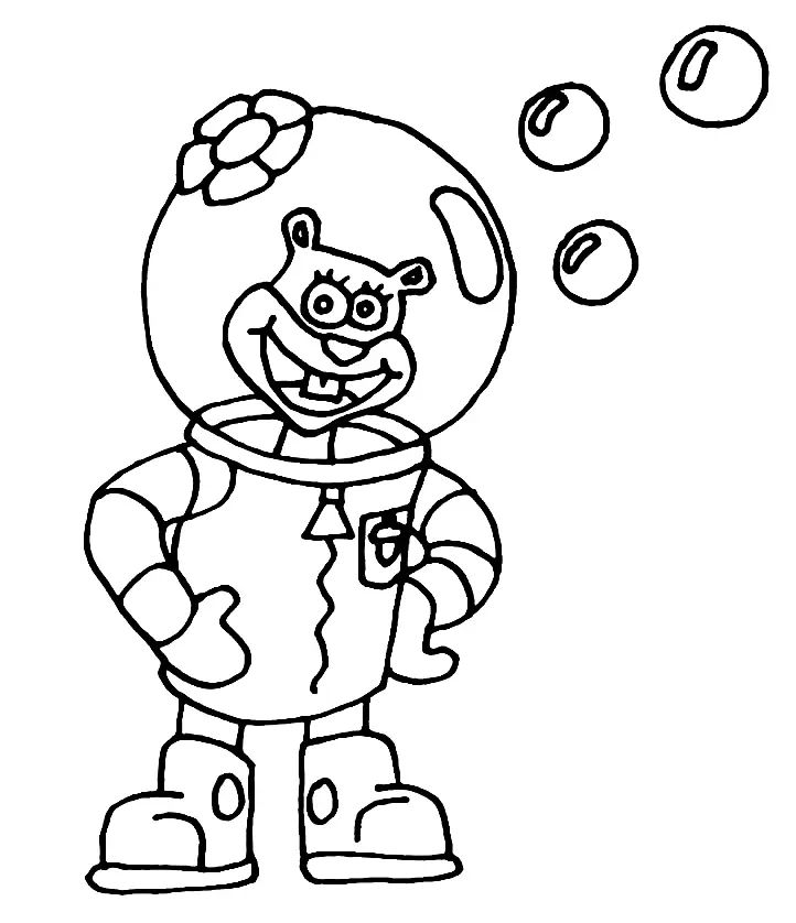 Çocuklar İçin Sandy Cheeks Boyama Sayfaları 