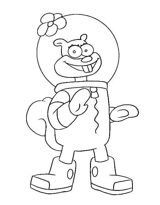 Çocuklar İçin Sandy Cheeks Boyama Sayfaları 