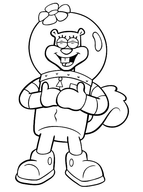 Çocuklar İçin Sandy Cheeks Boyama Sayfaları 