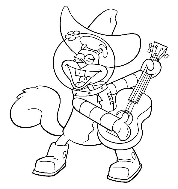 Çocuklar İçin Sandy Cheeks Boyama Sayfaları 