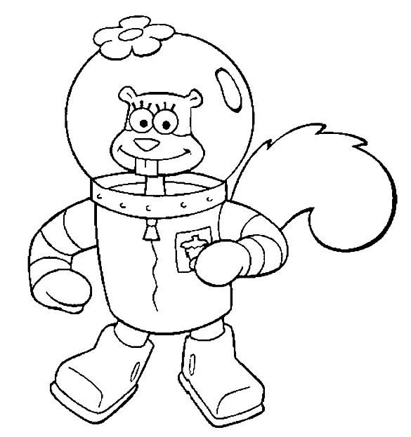 Çocuklar İçin Sandy Cheeks Boyama Sayfaları 