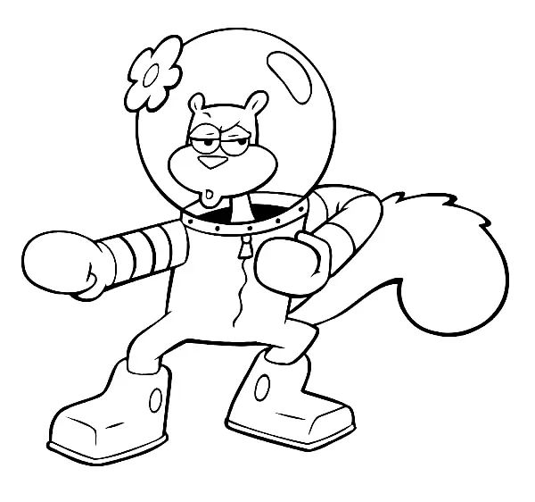 Çocuklar İçin Sandy Cheeks Boyama Sayfaları 