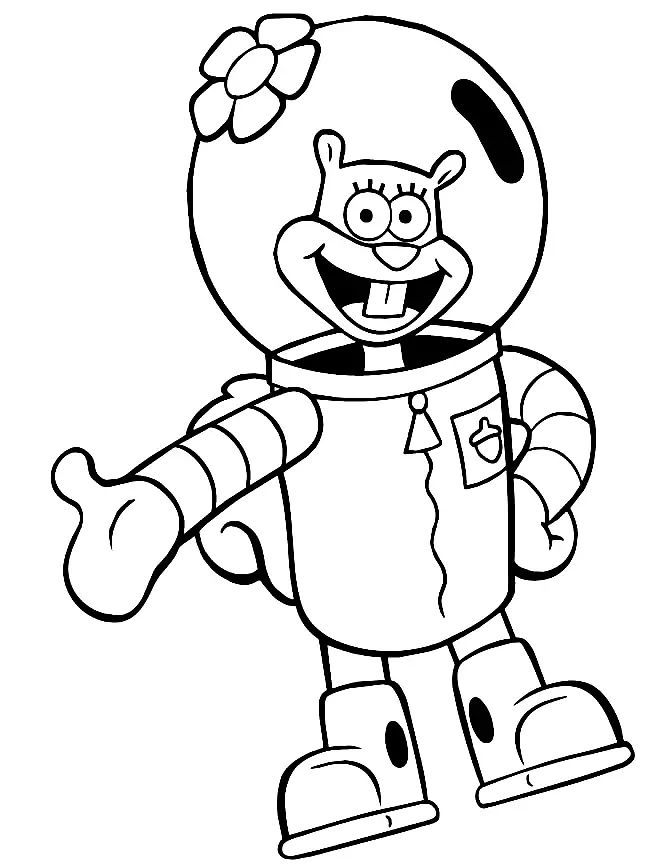 Çocuklar İçin Sandy Cheeks Boyama Sayfaları 
