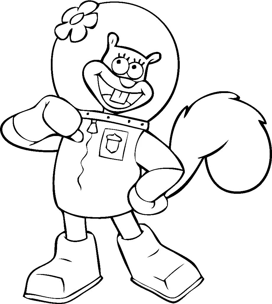 Çocuklar İçin Sandy Cheeks Boyama Sayfaları 