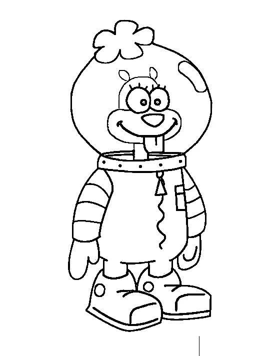 Çocuklar İçin Sandy Cheeks Boyama Sayfaları 