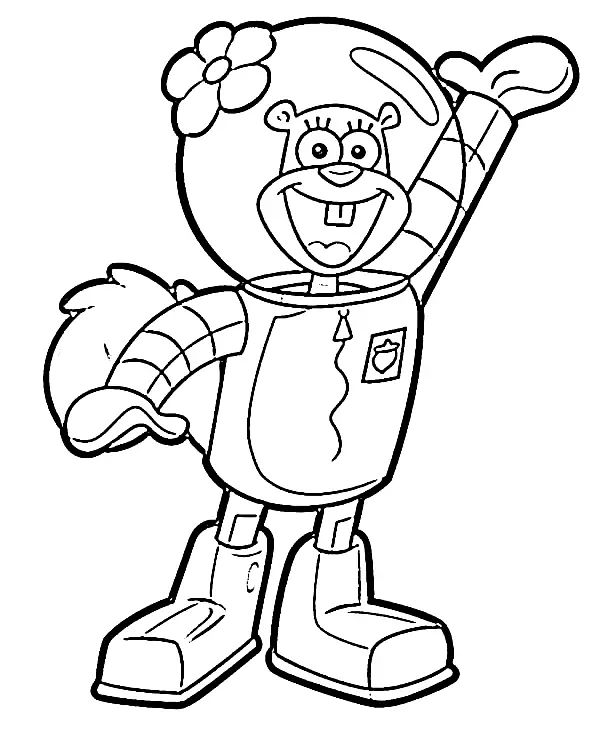 Çocuklar İçin Sandy Cheeks Boyama Sayfaları 