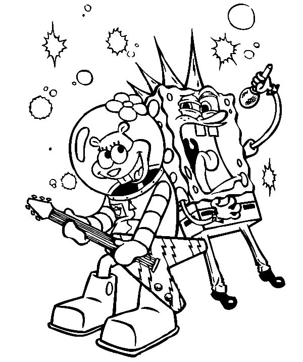Çocuklar İçin Sandy Cheeks Boyama Sayfaları 