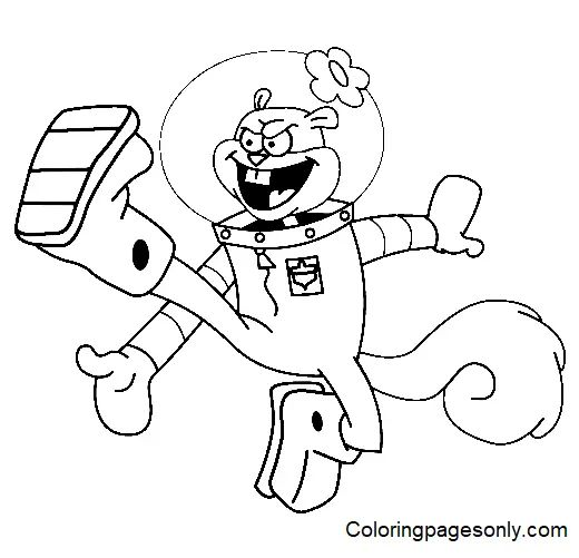 Çocuklar İçin Sandy Cheeks Boyama Sayfaları 