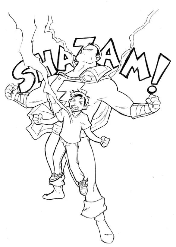Çocuklar İçin Shazam Boyama Sayfaları 