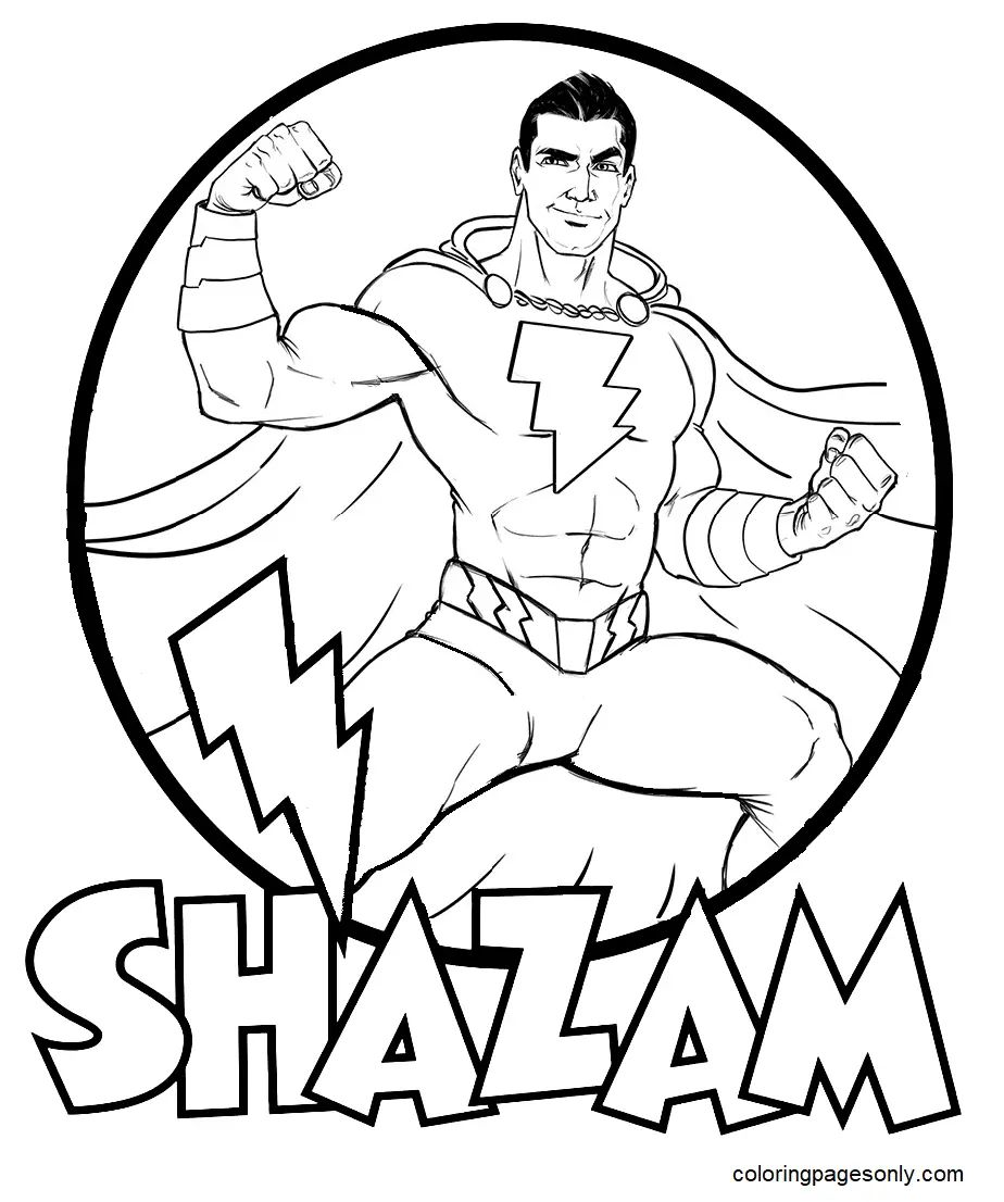 Çocuklar İçin Shazam Boyama Sayfaları 
