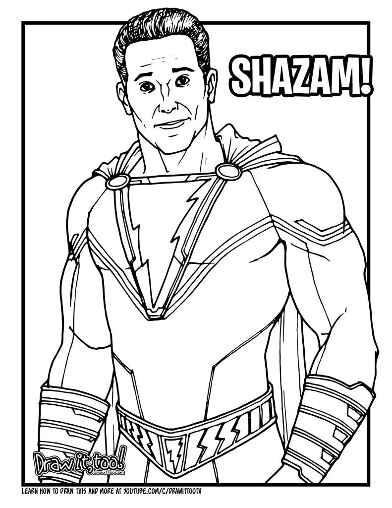 Çocuklar İçin Shazam Boyama Sayfaları 