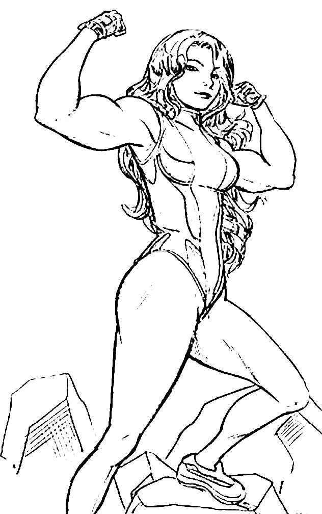 Çocuklar İçin She Hulk Boyama Sayfaları 
