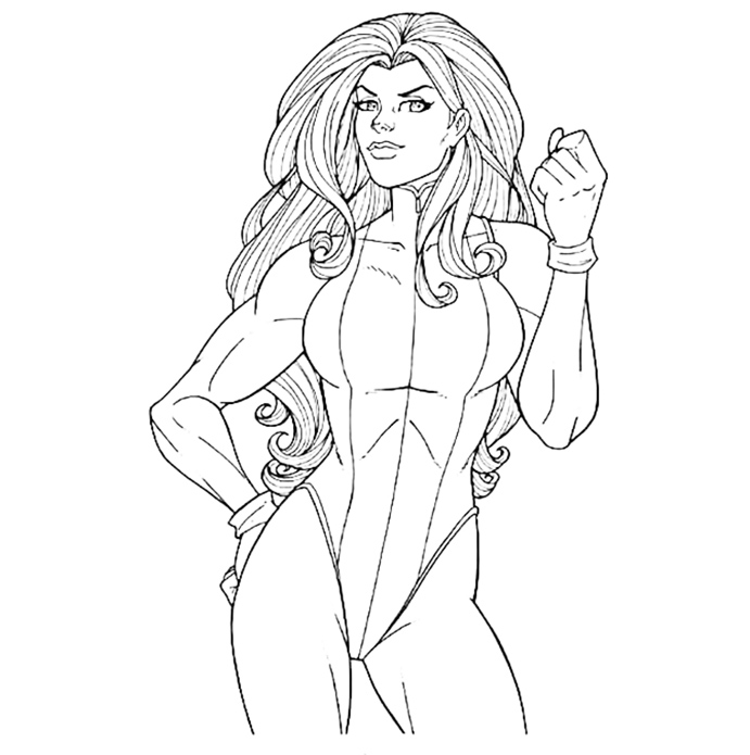 Çocuklar İçin She Hulk Boyama Sayfaları 