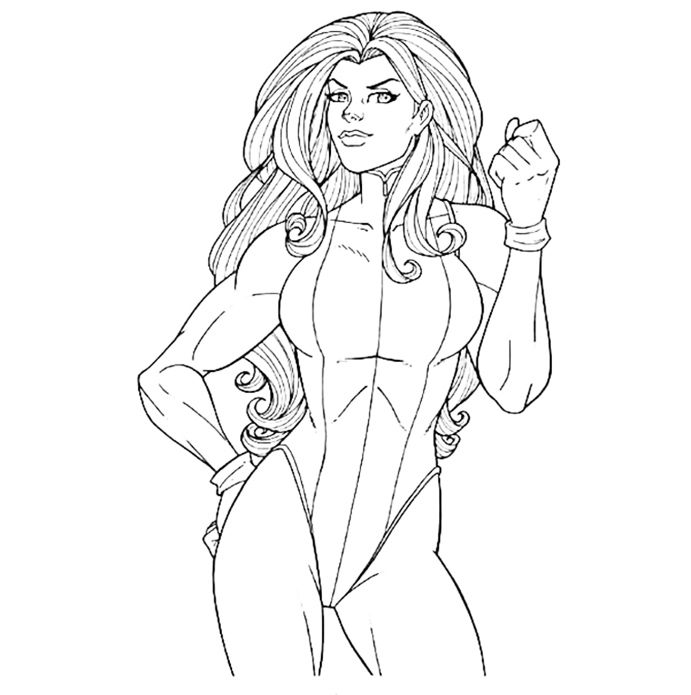 Çocuklar İçin She Hulk Boyama Sayfaları 