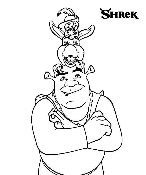 Çocuklar İçin Shrek Boyama Sayfaları 